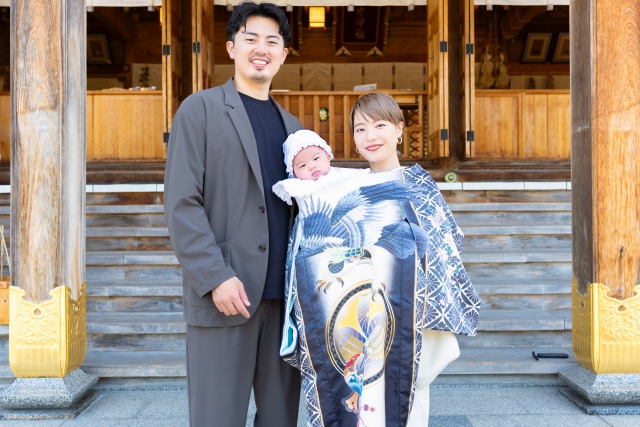 お宮参りの家族写真