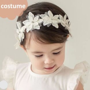 ベビーヘアバンド　リボン　赤ちゃん　カチューシャ　ドレス　結婚式　レース　白